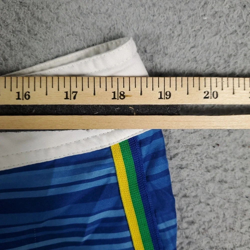 Nike Board Shorts Mens 36 Blue Yellow Striped Lace Tie Beach Swim Trunks